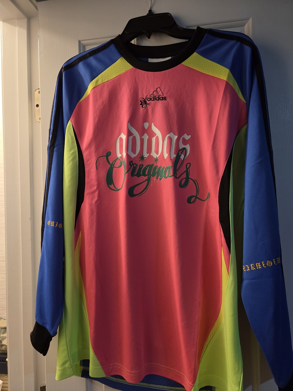 adidas Originals Neon Pink & Blue Long Sleeve Top
